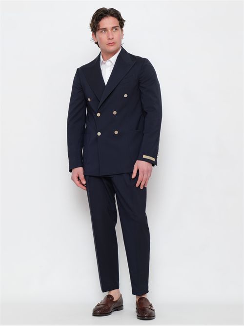 Abito Doppiopetto Blu Navy Briglia1949 Taurasipo in Fresco Lana Stretch Sfoderato BRIGLIA 1949 | TAURASIP 325125B11